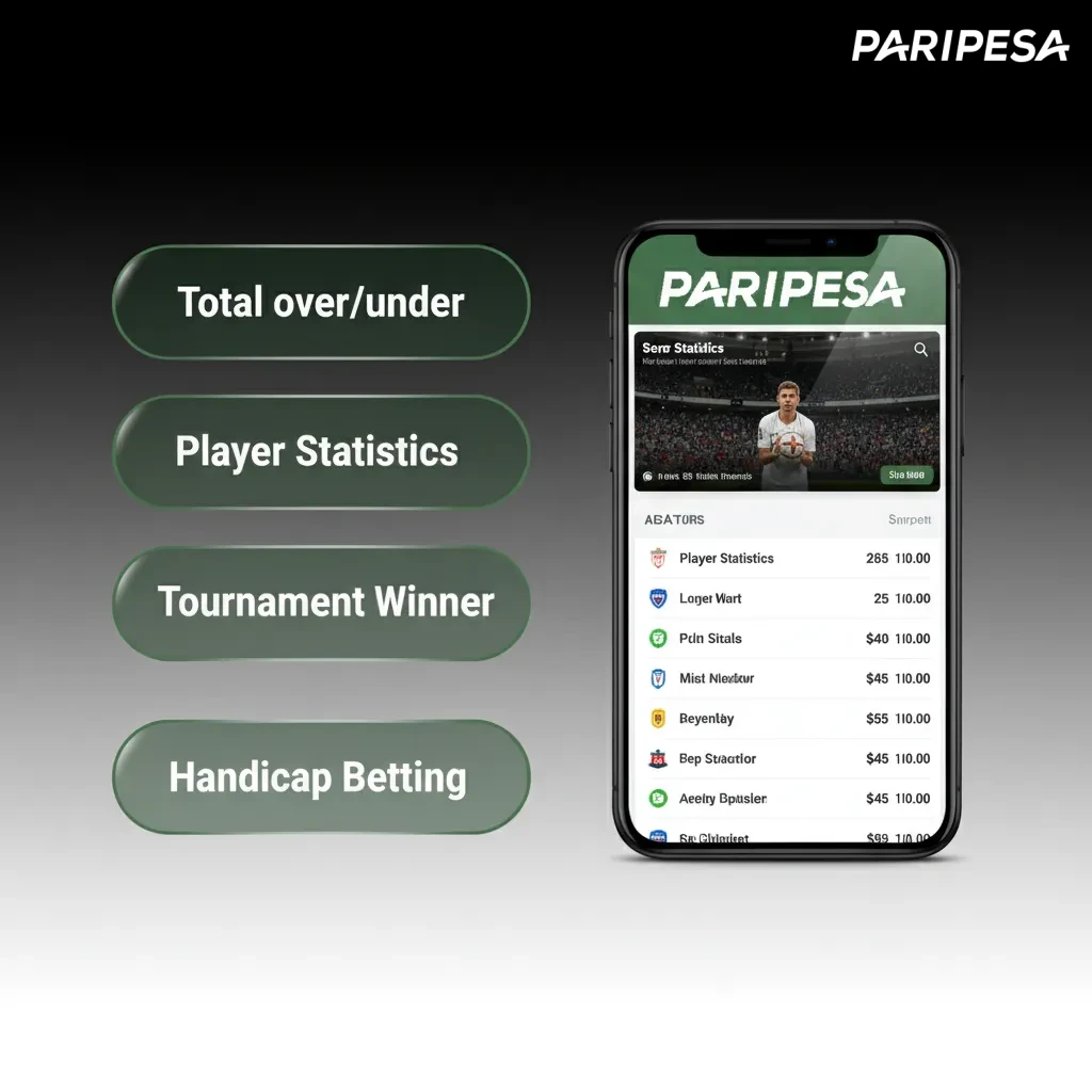 Paripesa bet types infographic: Single, Accumulator, System, Handicap, Over/Under, Both Teams to Score, Correct Score