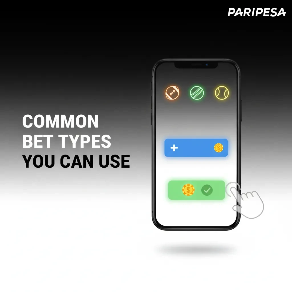Infographic listing common bet types: Single (one pick), Express/Accumulator (all picks win), System (some losses allowed).