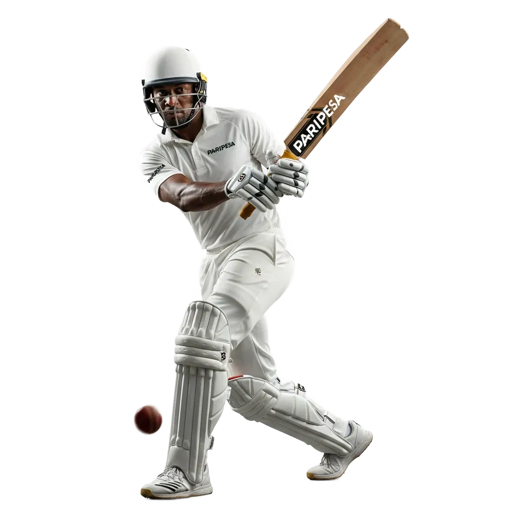 Paripesa mobile cricket betting UI showing live odds, clear bet slip preview, and 100% first deposit bonus for Ghana.