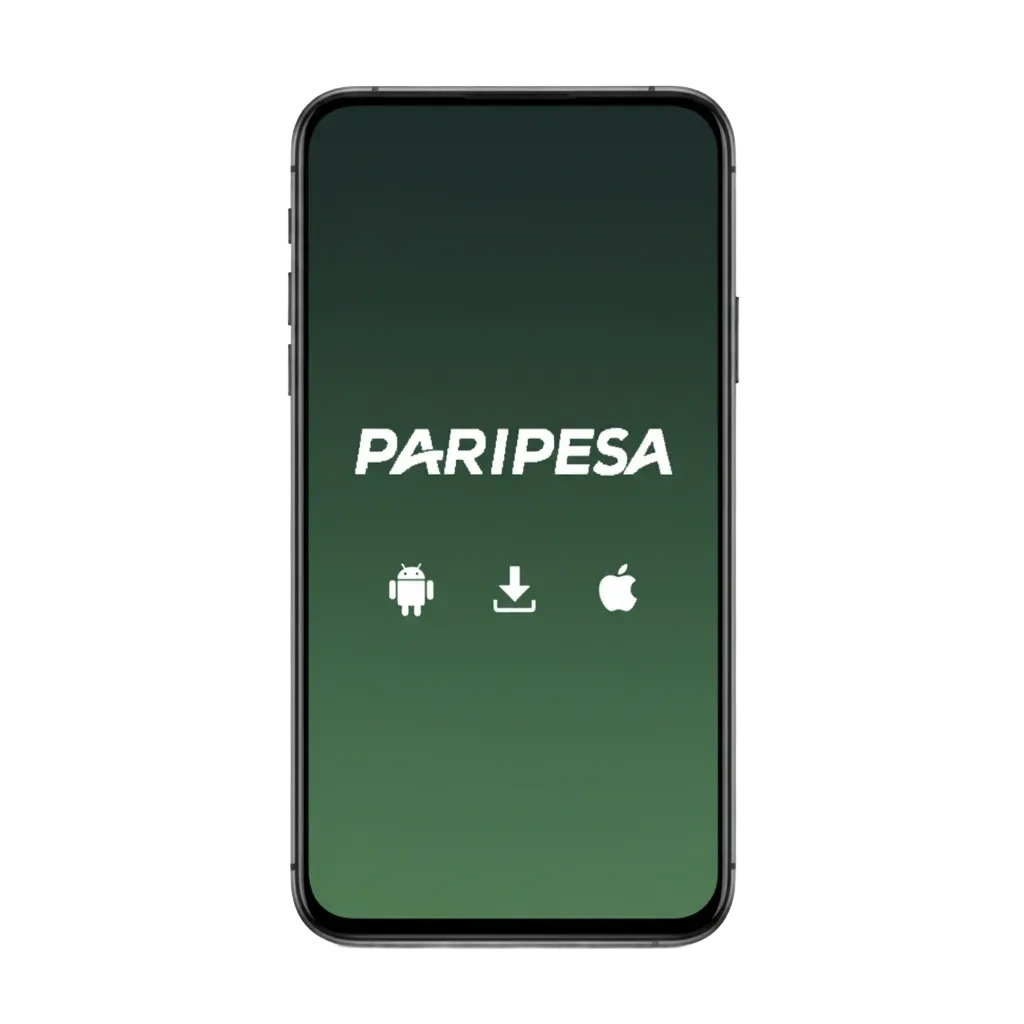 Paripesa app promo in Ghana: phone with football and casino, 100% first deposit bonus and a Download button.