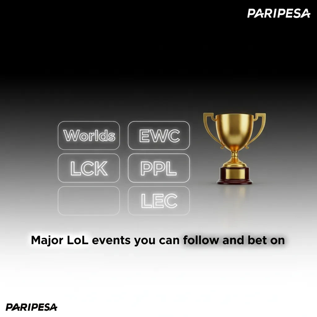 Banner promoting major LoL events: Worlds, MSI, EWC, LCK, LPL, LEC, in the Paripesa lobby.